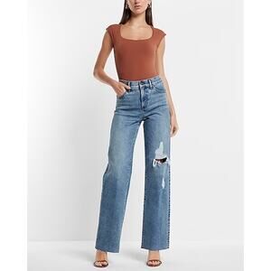 Express Body Contour High Compression Cap Sleeve Bodysuit - Bullion - Size Large